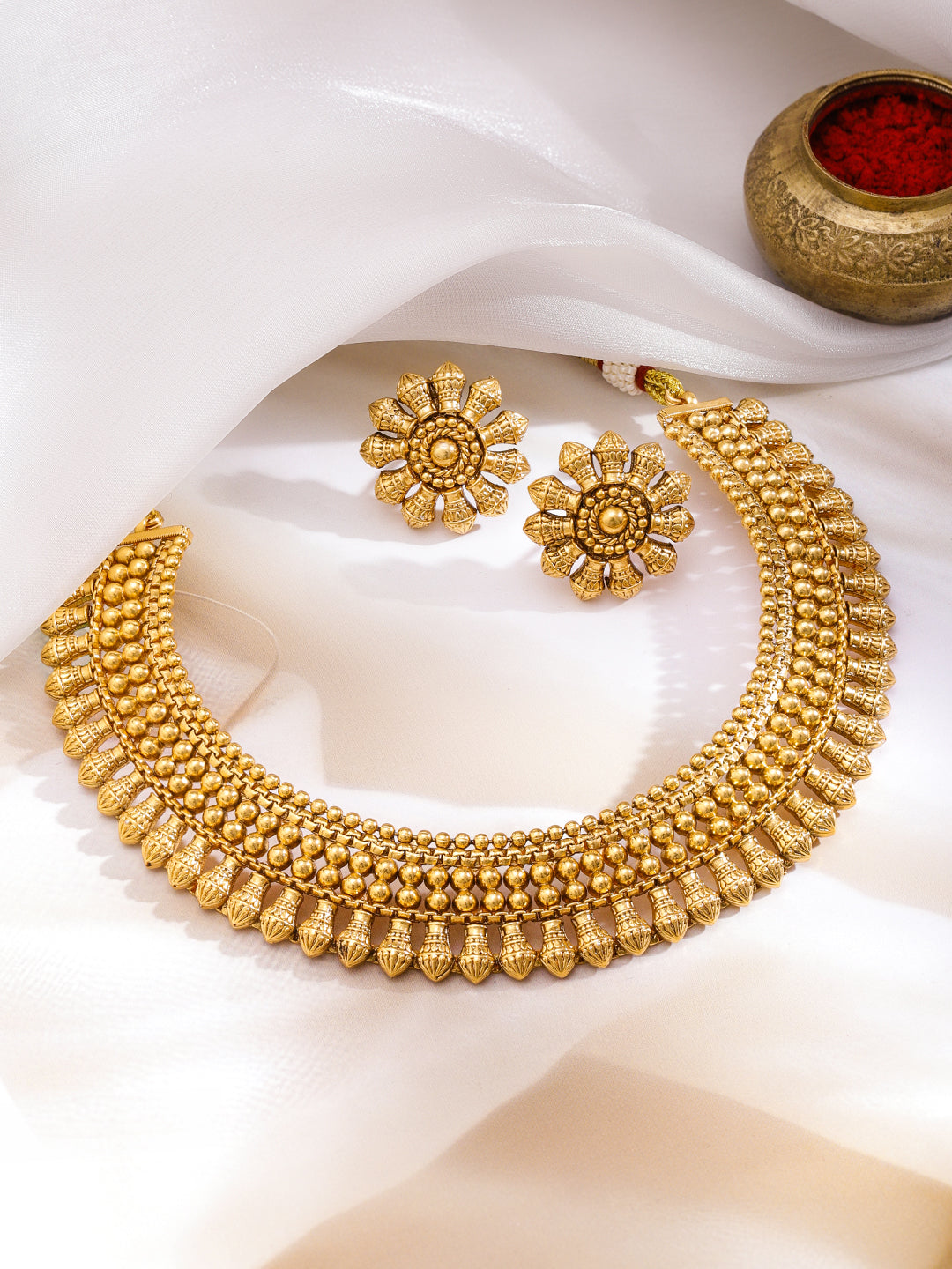 Floral Reverie Golden Necklace Set フリーサイズ