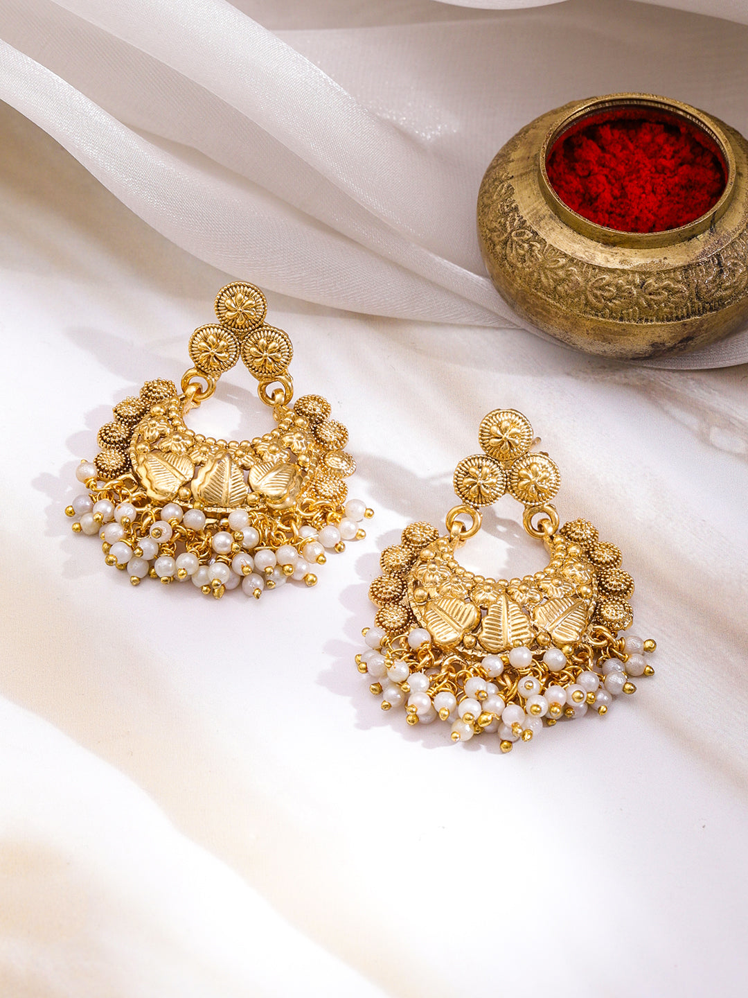 Golden Pearl Edge Necklace Set フリーサイズ