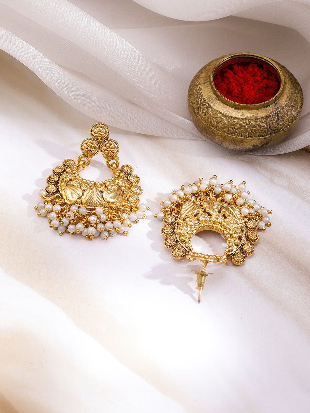 Golden Pearl Edge Necklace Set フリーサイズ
