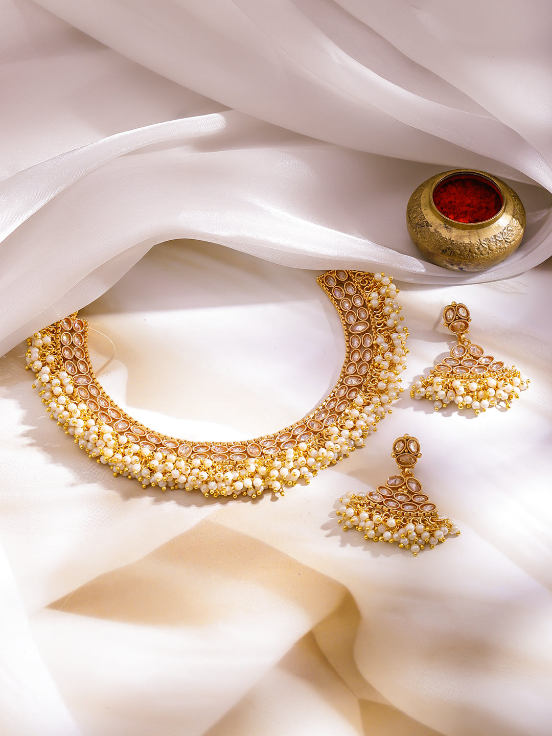 Pearl Rhythm Golden Necklace Set フリーサイズ