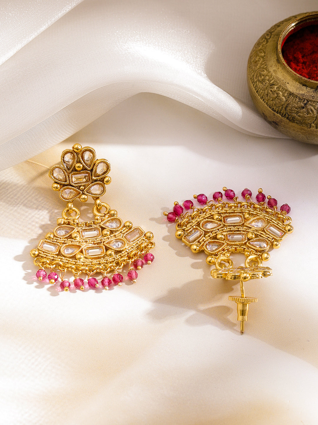 Pink Story of Kundan Necklace Set フリーサイズ