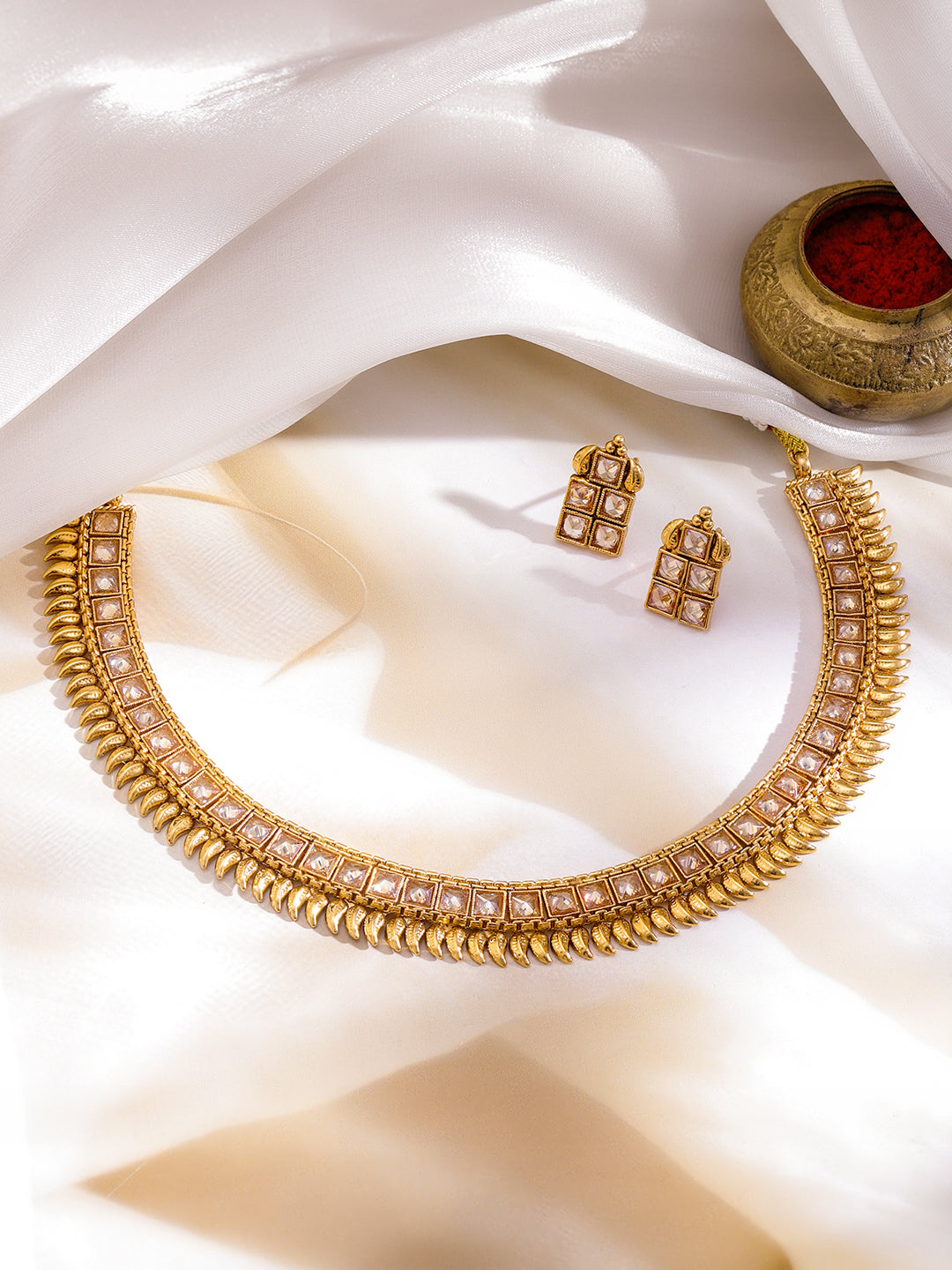 Kundan Charm Edit Necklace Set フリーサイズ