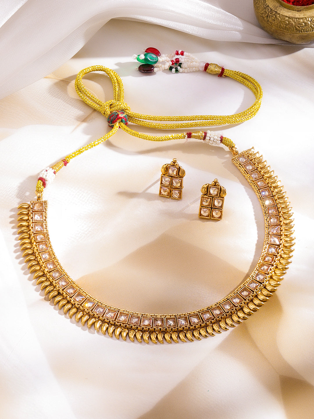 Kundan Charm Edit Necklace Set フリーサイズ