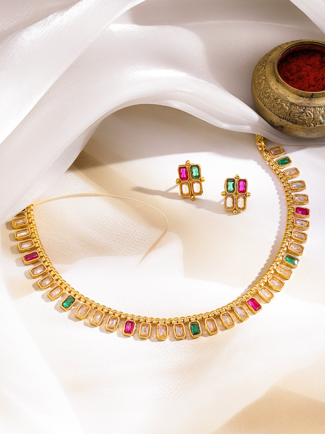 Emerald Meets Pink Glow Necklace Set フリーサイズ