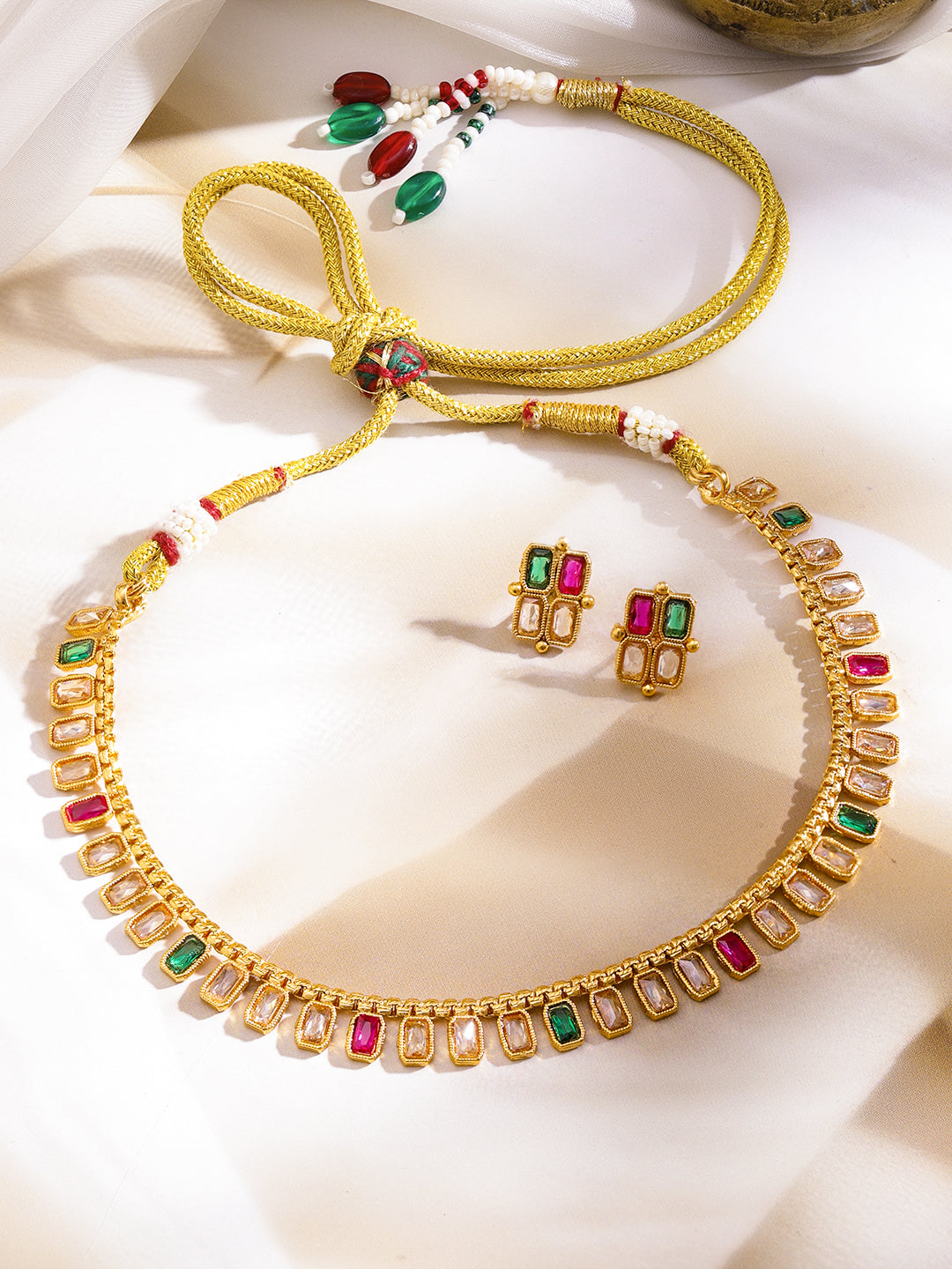 Emerald Meets Pink Glow Necklace Set フリーサイズ