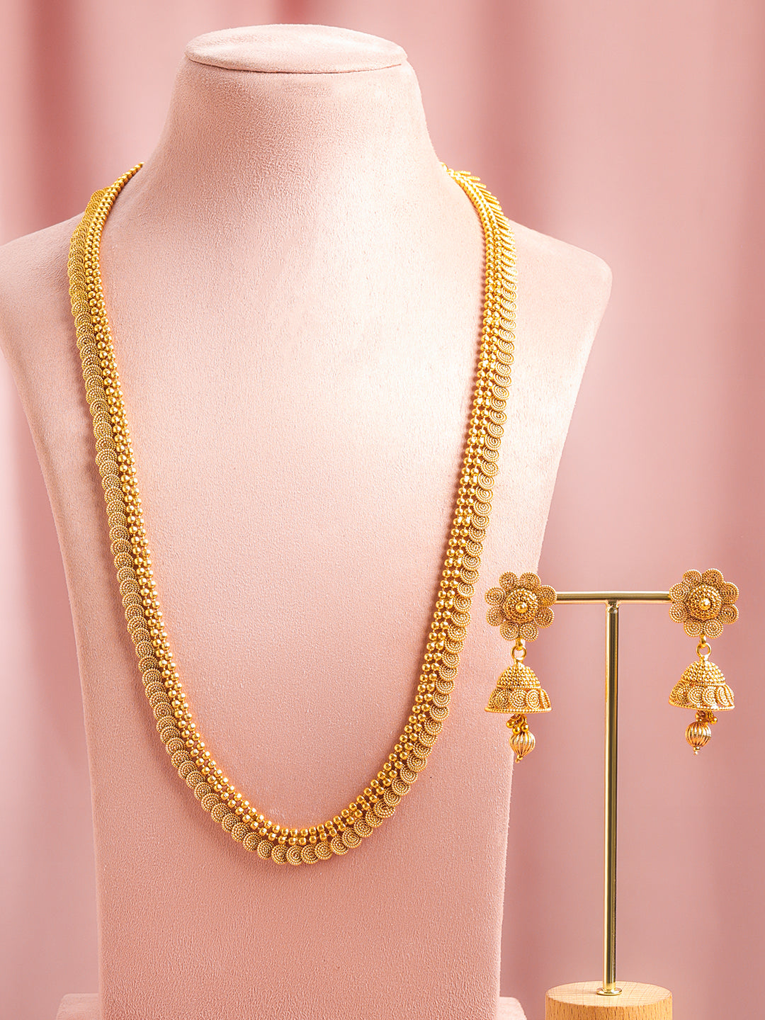 Gold Toned Long Necklace Set フリーサイズ