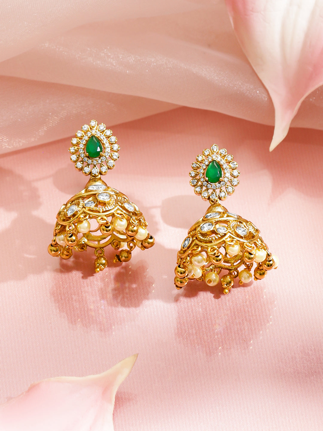 Floral Glory Green & Golden Necklace Set フリーサイズ