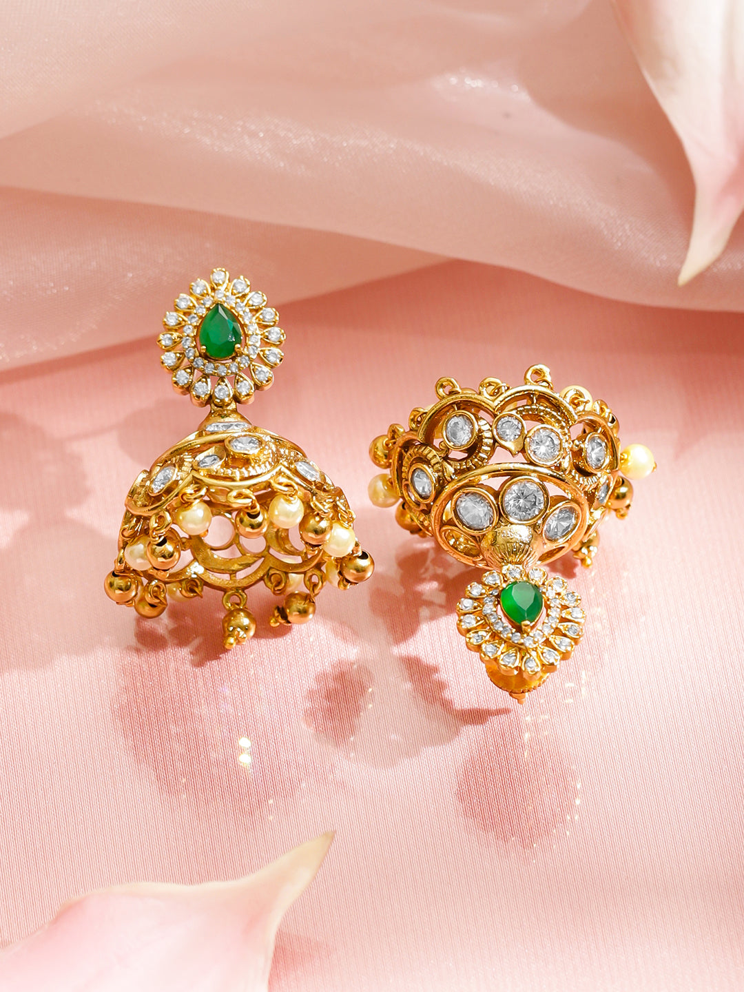 Floral Glory Green & Golden Necklace Set フリーサイズ