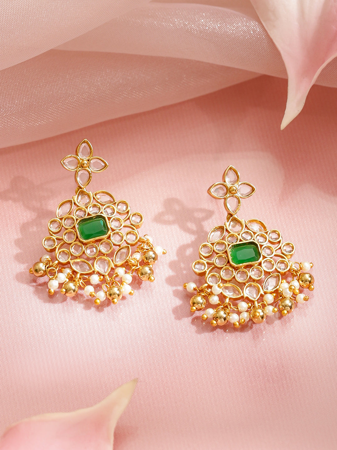 Emerald Tone Kundan Necklace Set フリーサイズ