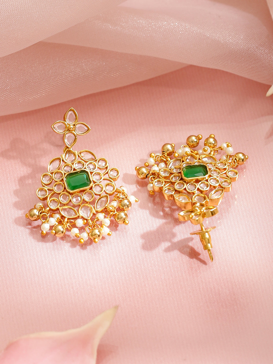 Emerald Tone Kundan Necklace Set フリーサイズ