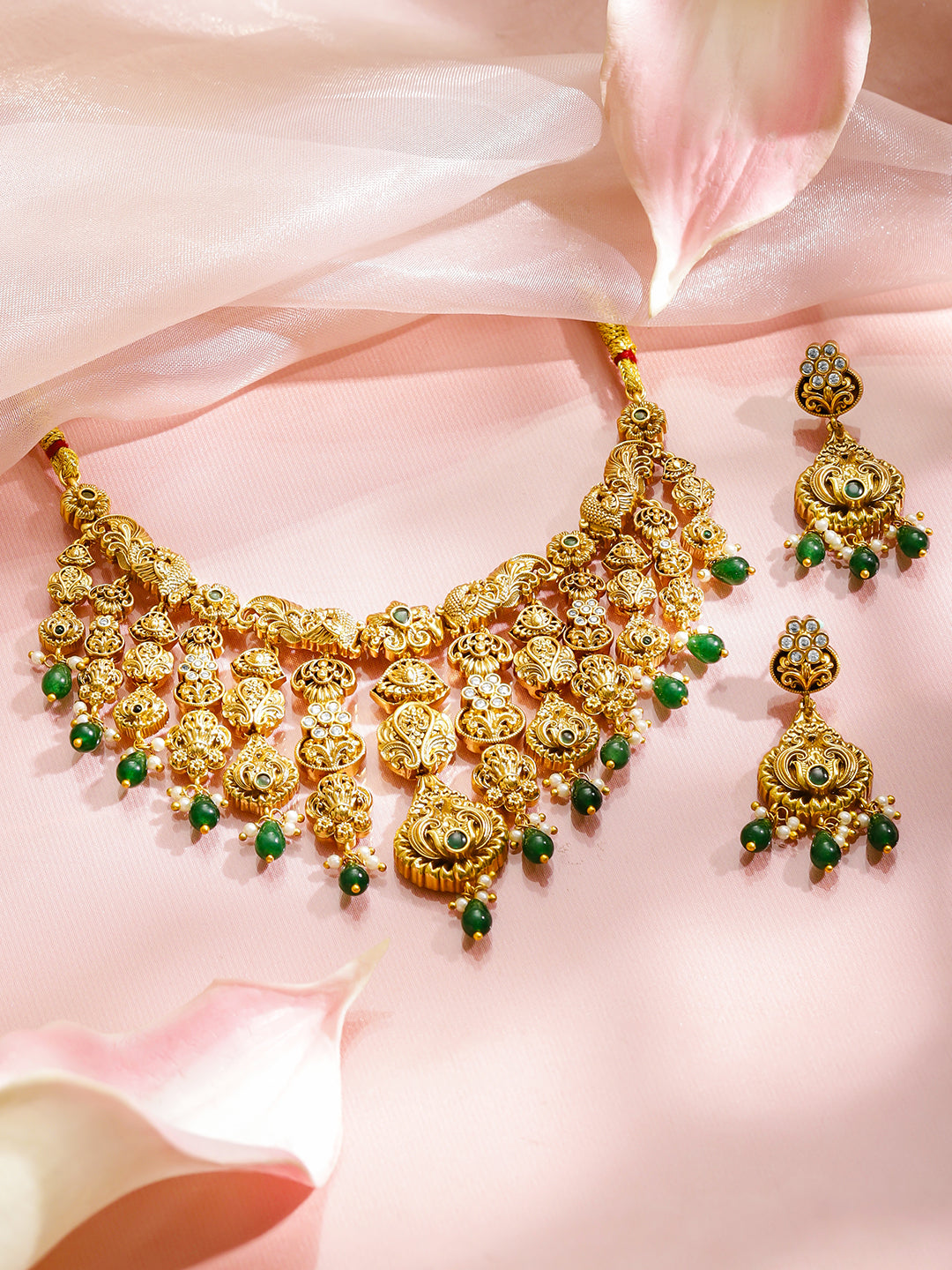 Celestial Green Golden Necklace Set フリーサイズ
