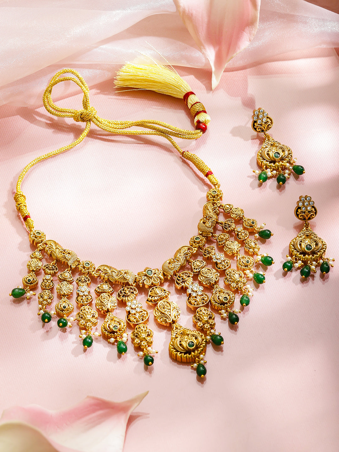 Celestial Green Golden Necklace Set フリーサイズ