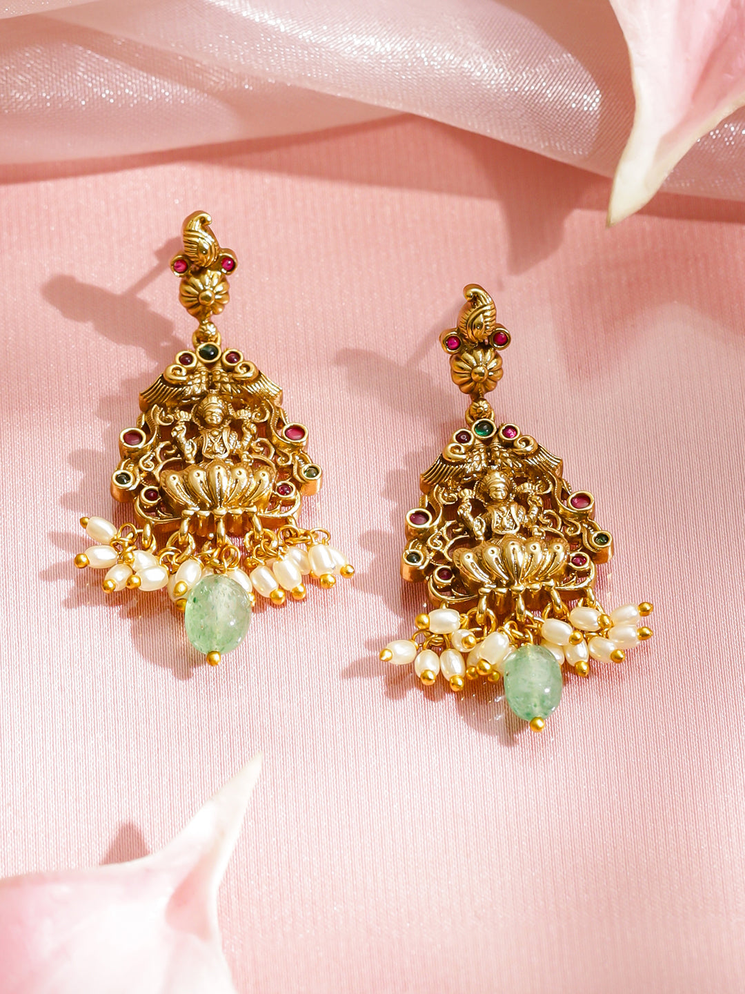 Lakshmi Blessings Green-Pink Necklace Set フリーサイズ