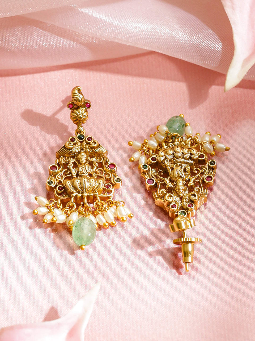Lakshmi Blessings Green-Pink Necklace Set フリーサイズ