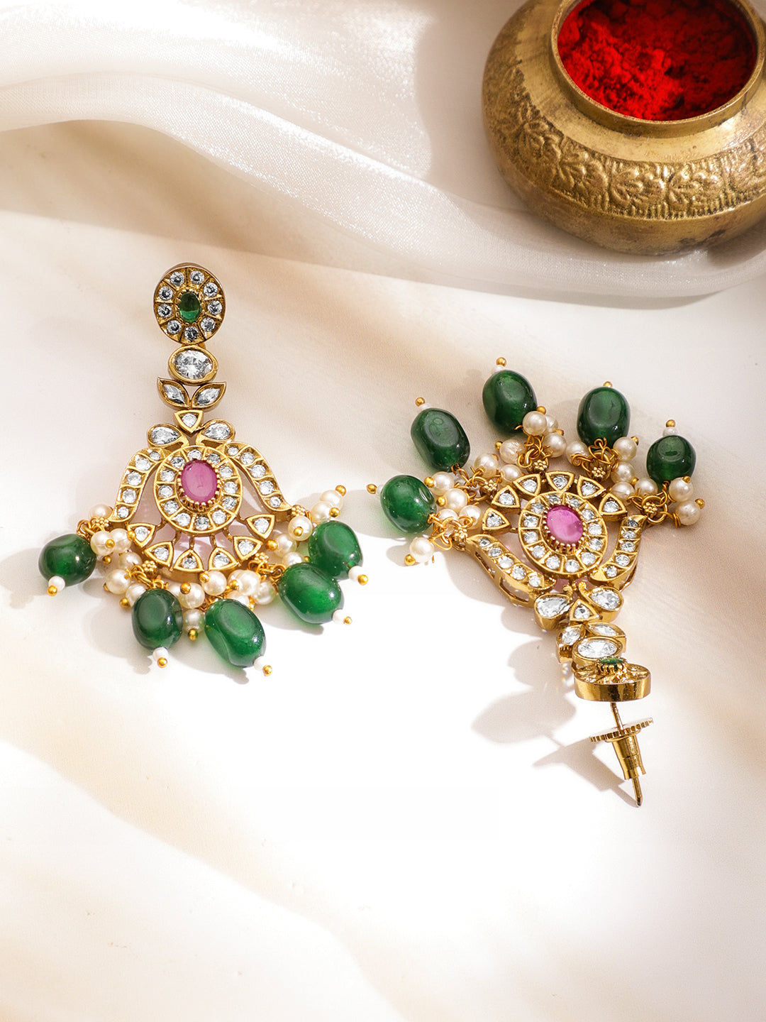 Artisanal Pearls Green Necklace Set フリーサイズ