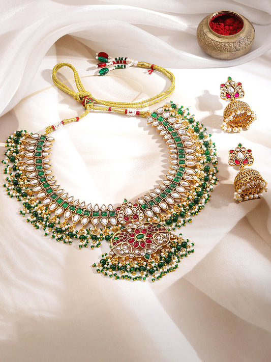 Royal Garden Bloom Dark Pink & Green Necklace Set フリーサイズ
