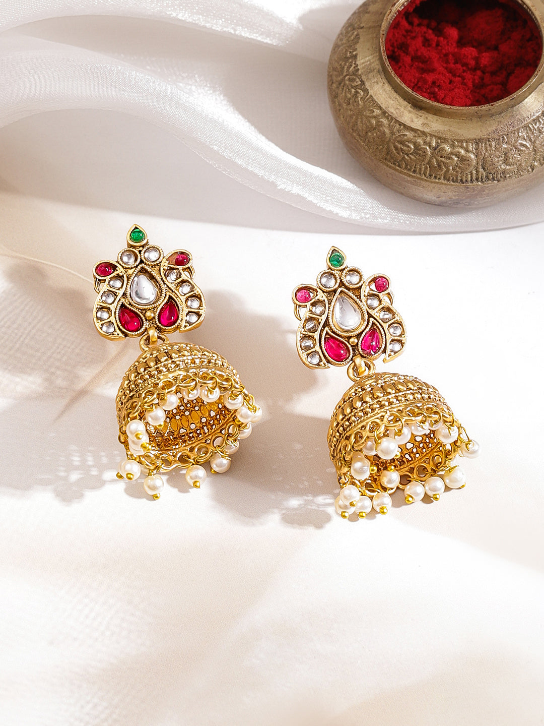 Royal Garden Bloom Dark Pink & Green Necklace Set フリーサイズ
