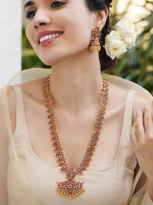 Pink-Green Glow Golden Necklace Set フリーサイズ