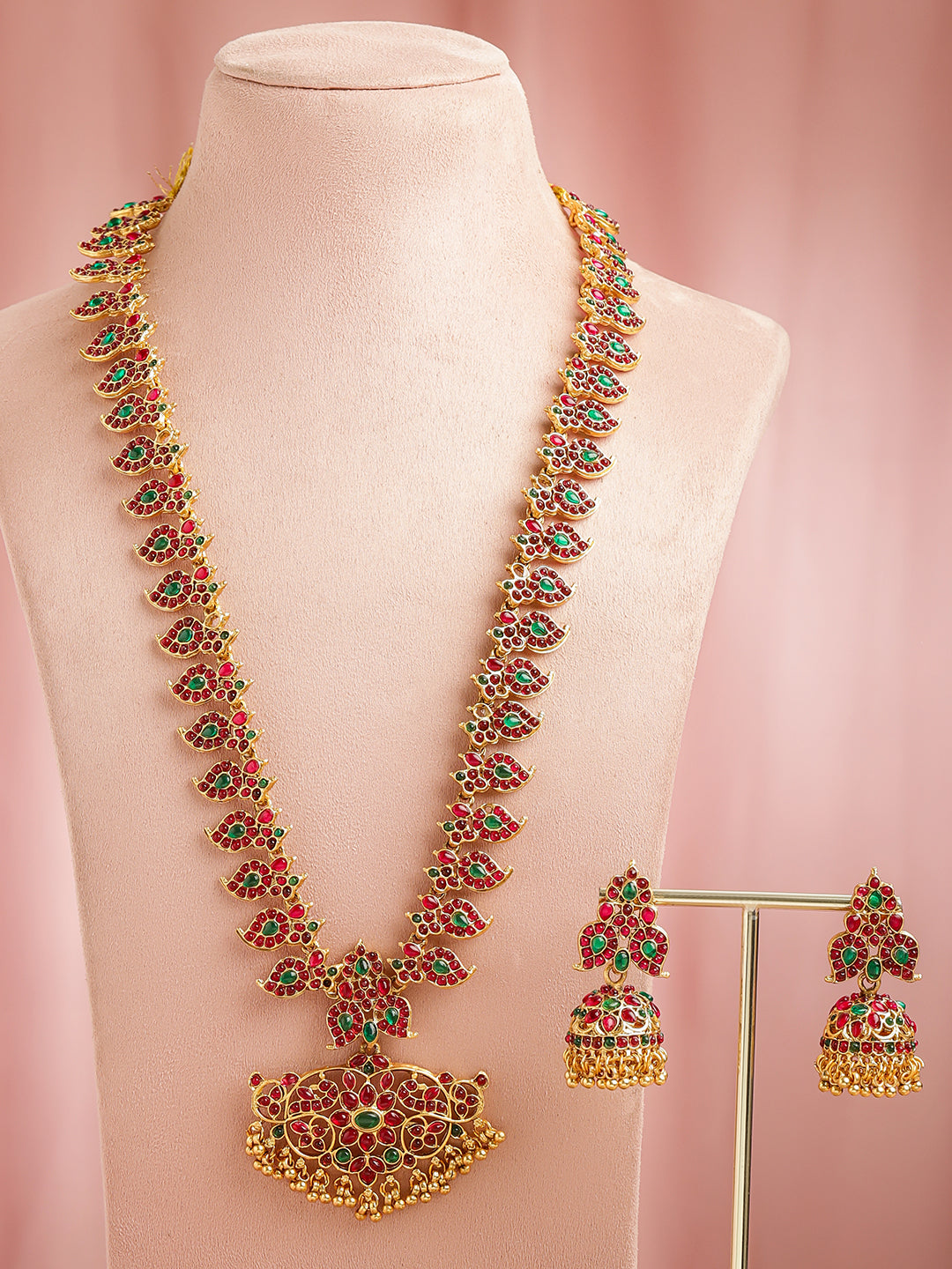 Pink-Green Glow Golden Necklace Set フリーサイズ