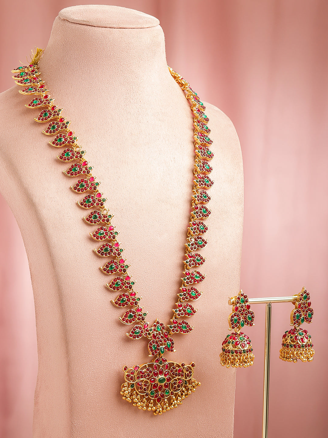 Pink-Green Glow Golden Necklace Set フリーサイズ