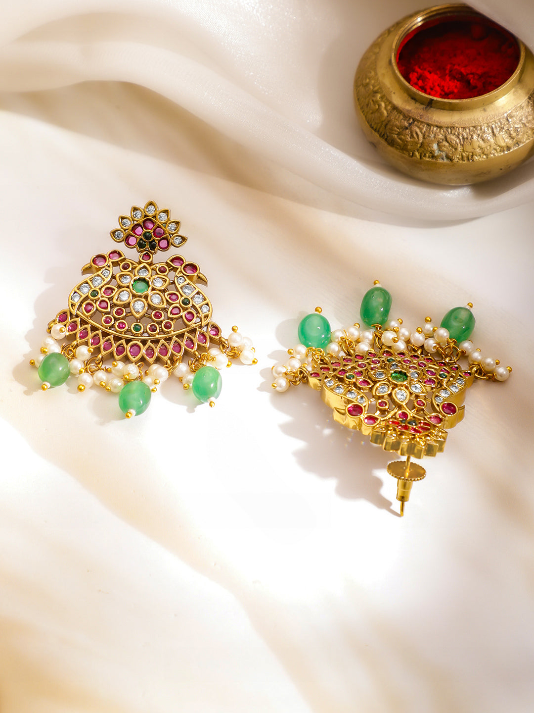 Blush & Emerald Golden Necklace Set フリーサイズ