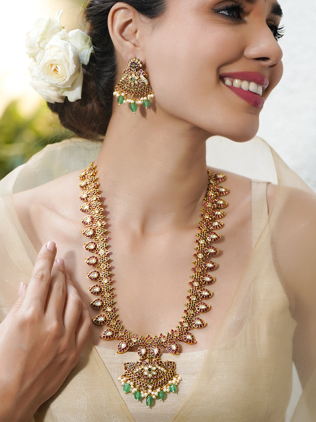 Garden Aura Pink & Green Necklace Set フリーサイズ