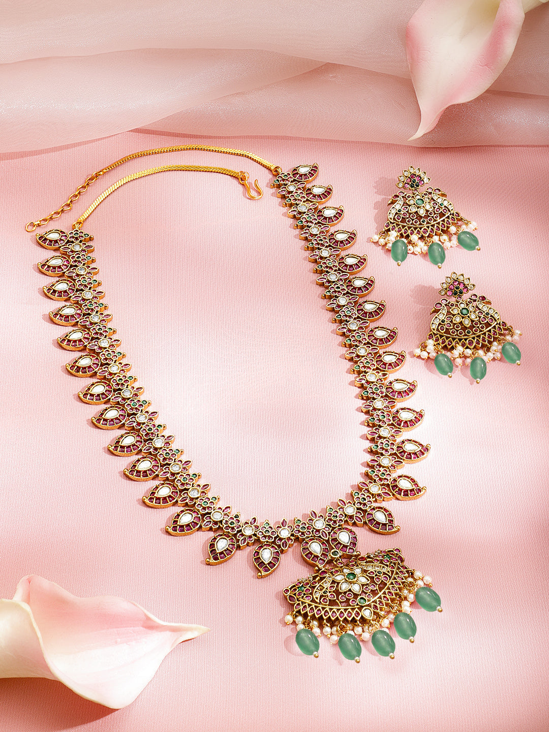Garden Aura Pink & Green Necklace Set フリーサイズ