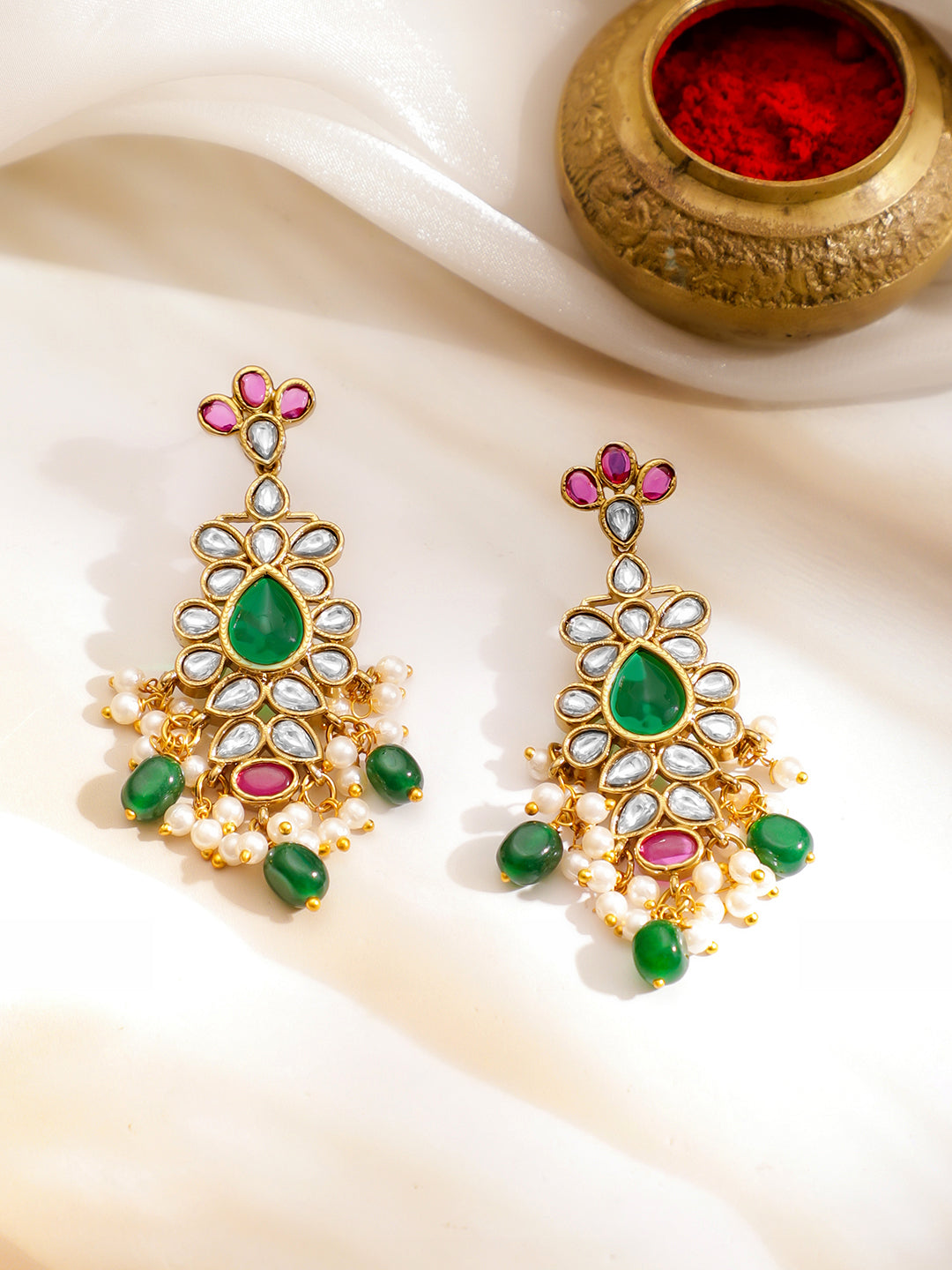 Pink & Green Royal Necklace Set フリーサイズ