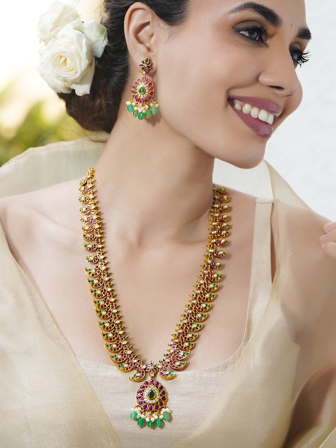 Rose-Emerald Shine Necklace Set フリーサイズ