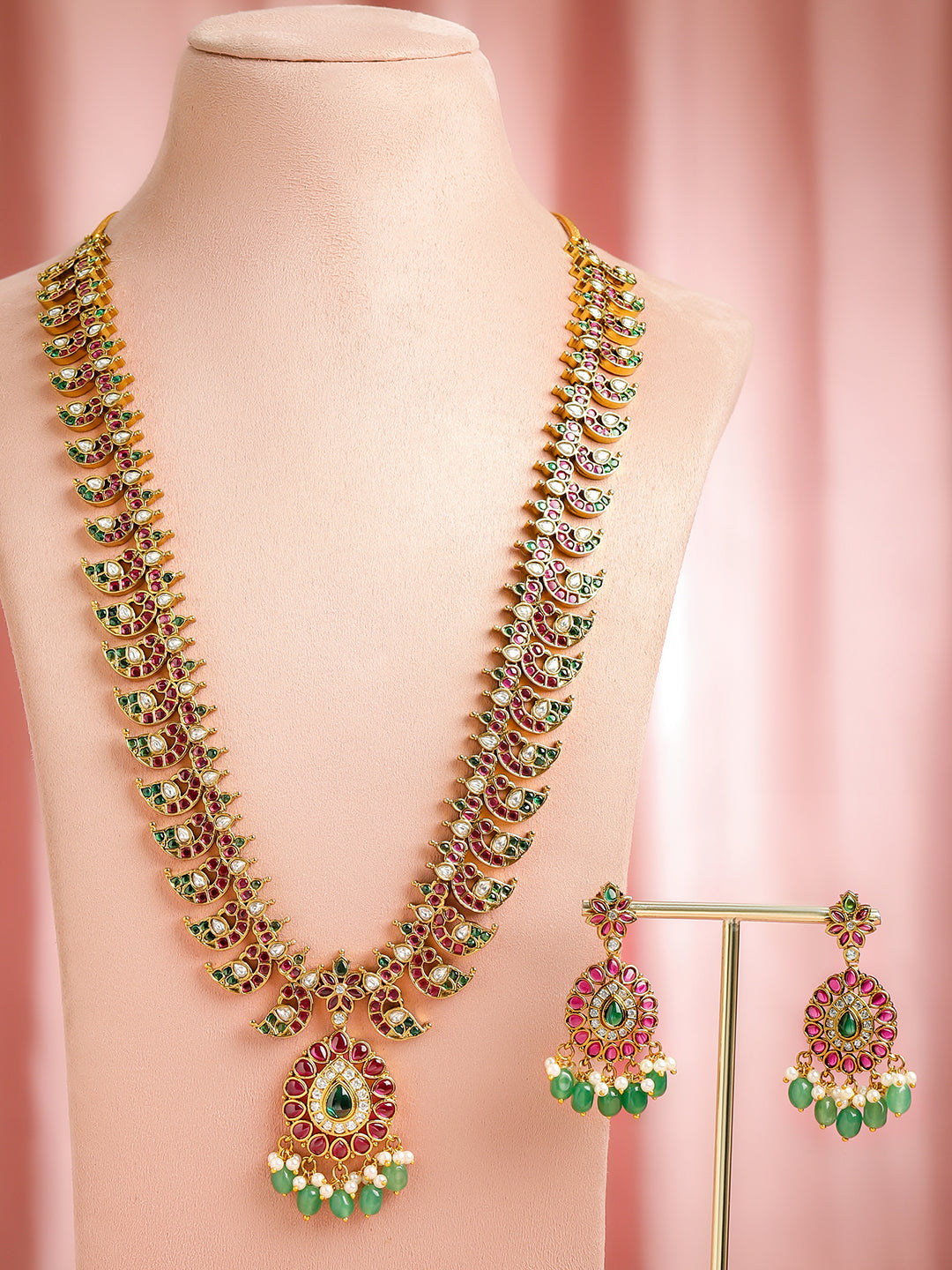 Rose-Emerald Shine Necklace Set フリーサイズ