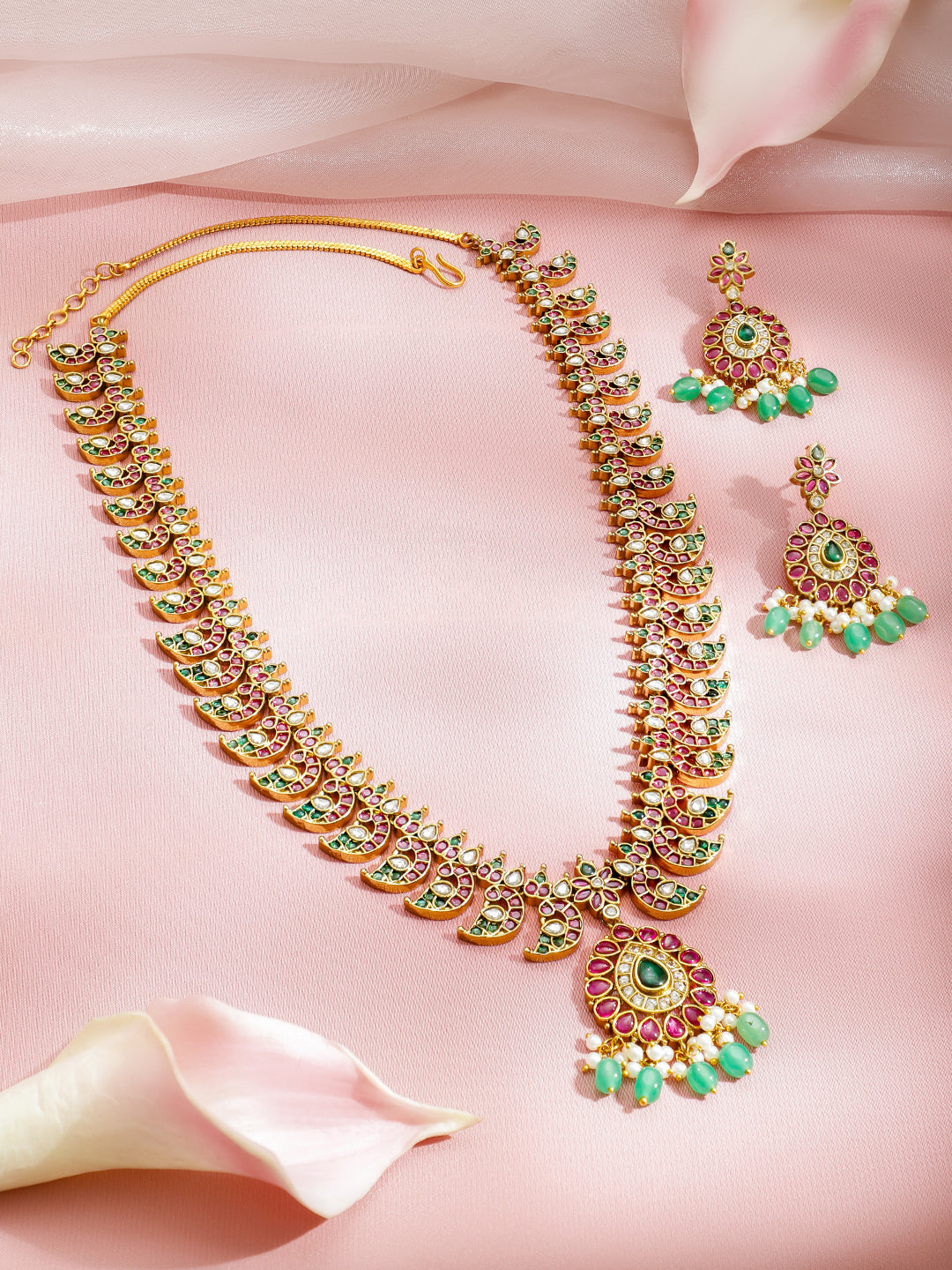 Rose-Emerald Shine Necklace Set フリーサイズ