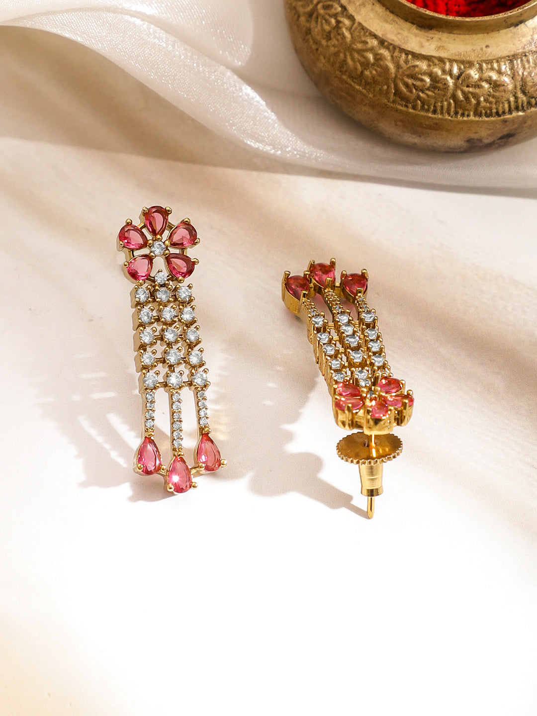 Graceful Gold Pink Zirconia Jewellery Set フリーサイズ