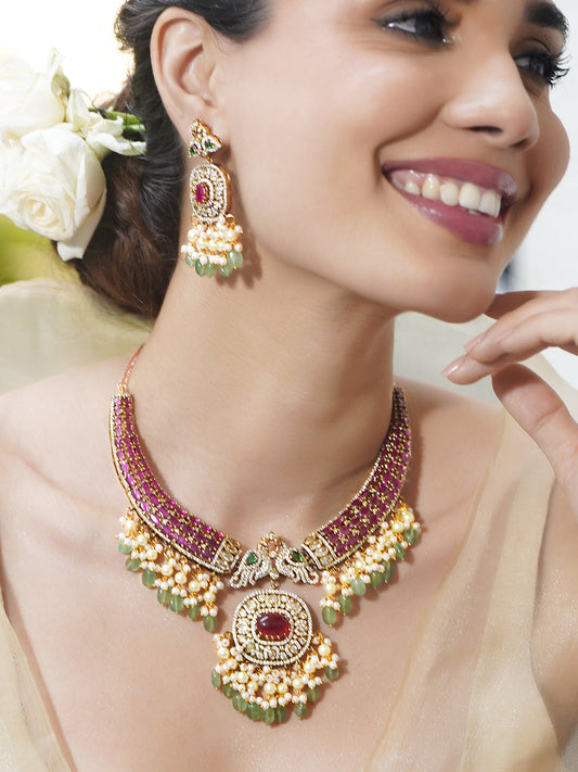 Green-Pink Grand Celebration Necklace Set フリーサイズ
