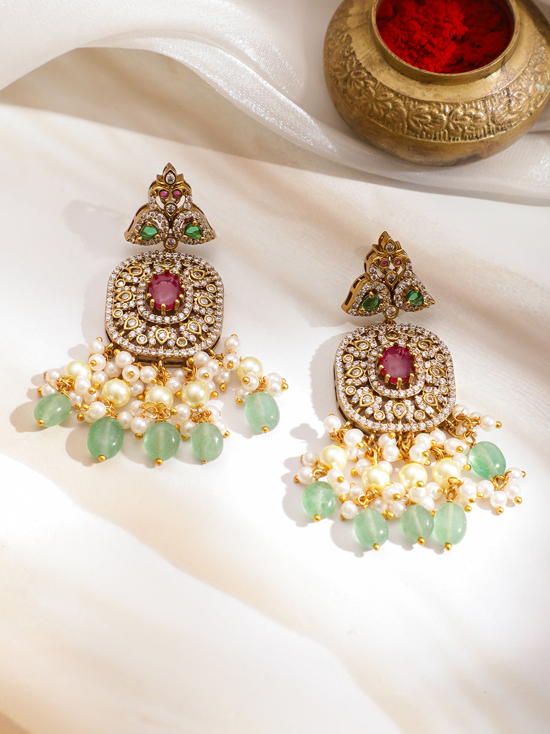 Green-Pink Grand Celebration Necklace Set フリーサイズ
