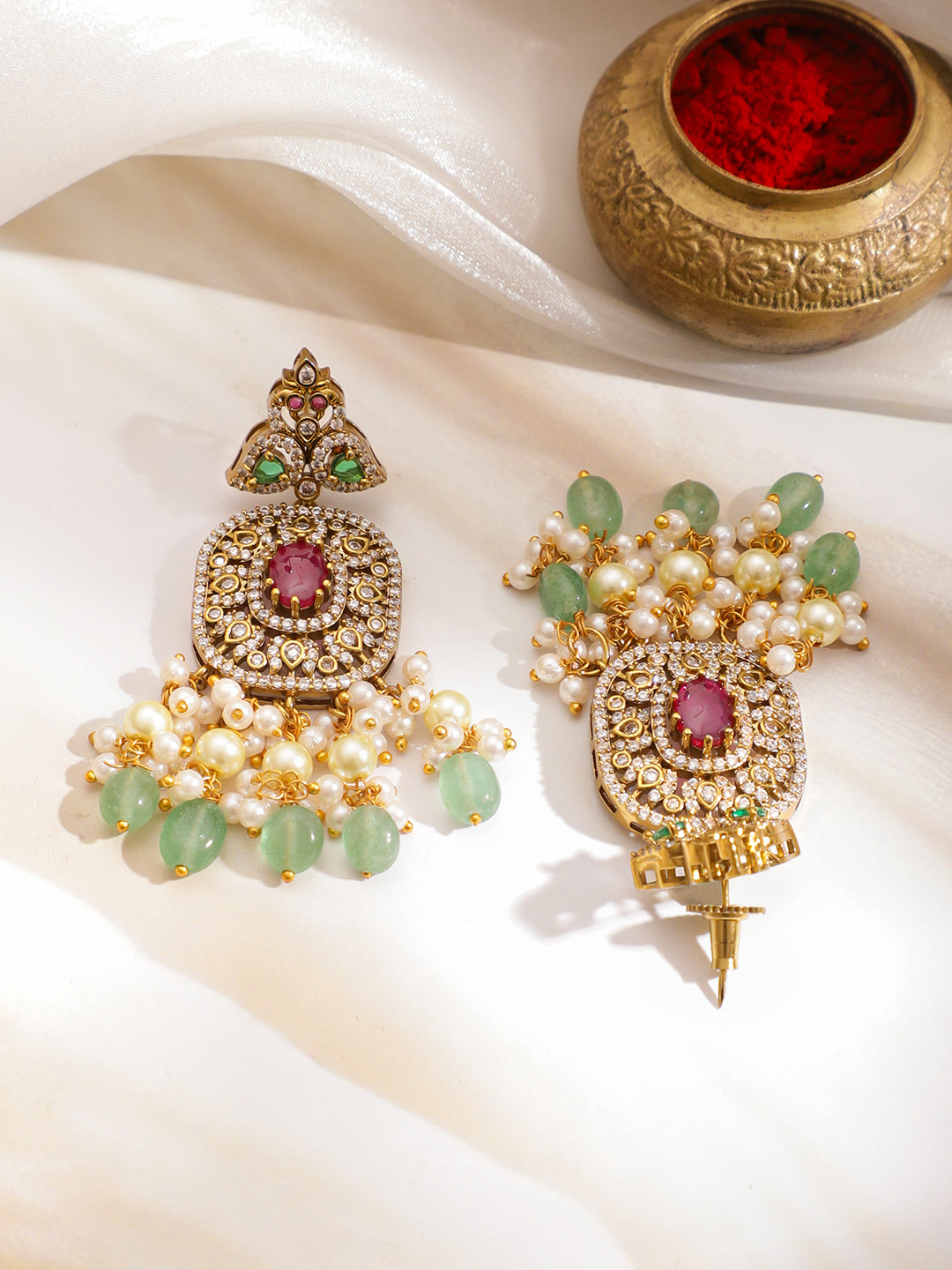 Green-Pink Grand Celebration Necklace Set フリーサイズ