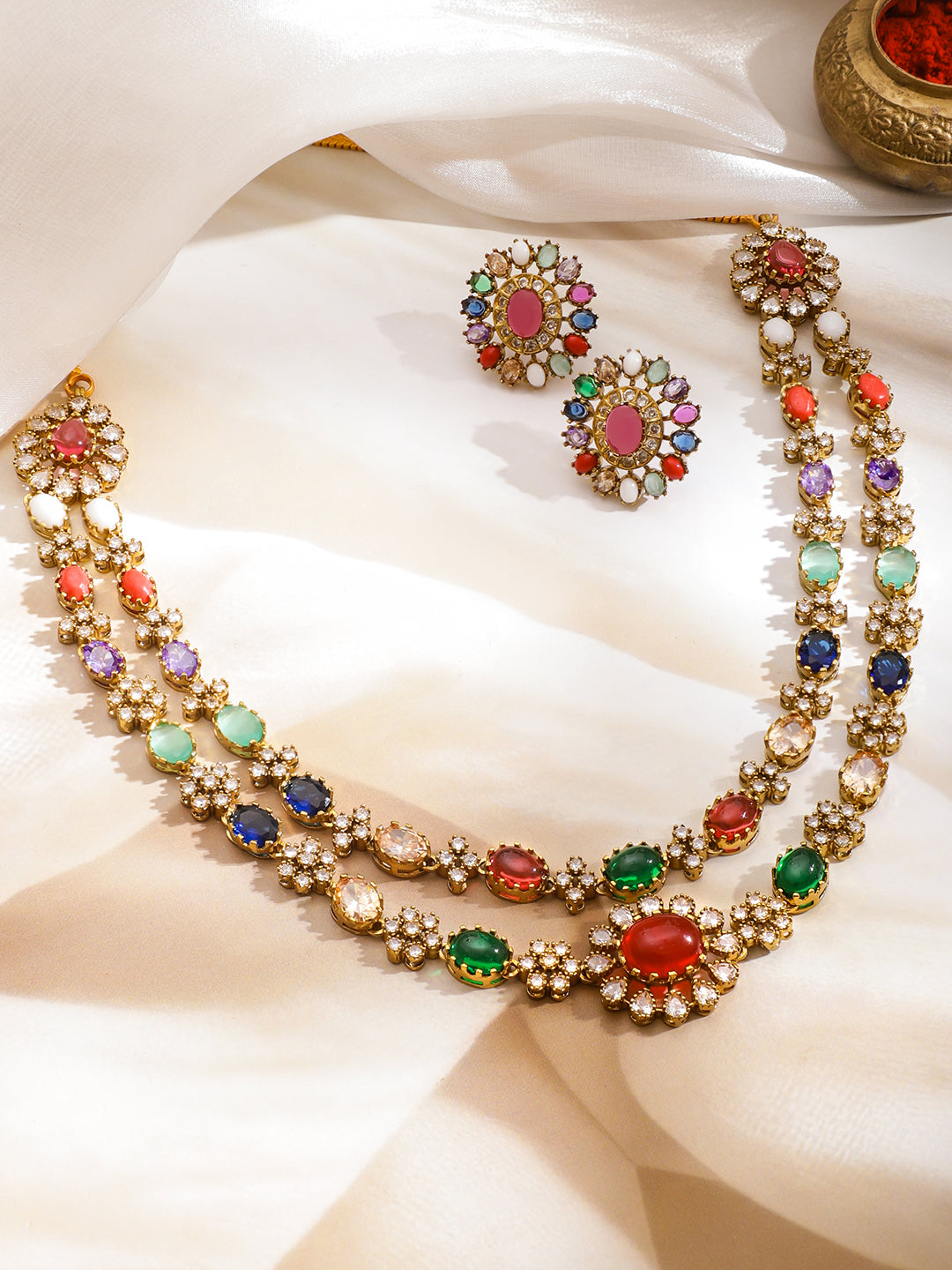 Radiant Bloom Multicolor Necklace Set フリーサイズ