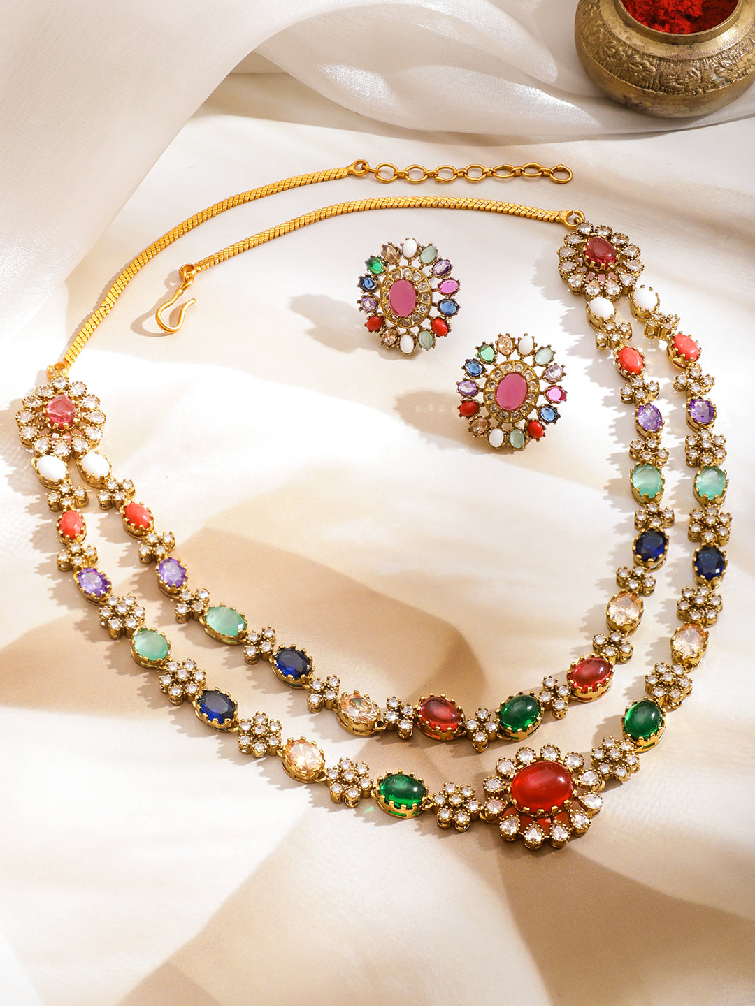 Radiant Bloom Multicolor Necklace Set フリーサイズ