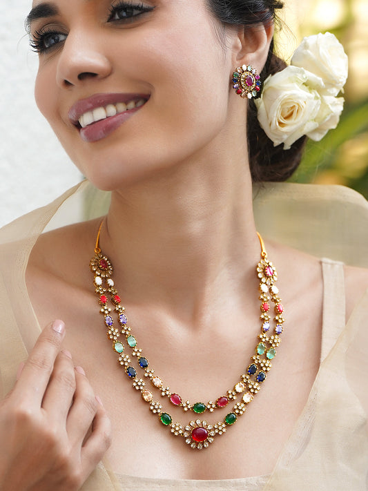 Radiant Bloom Multicolor Necklace Set フリーサイズ