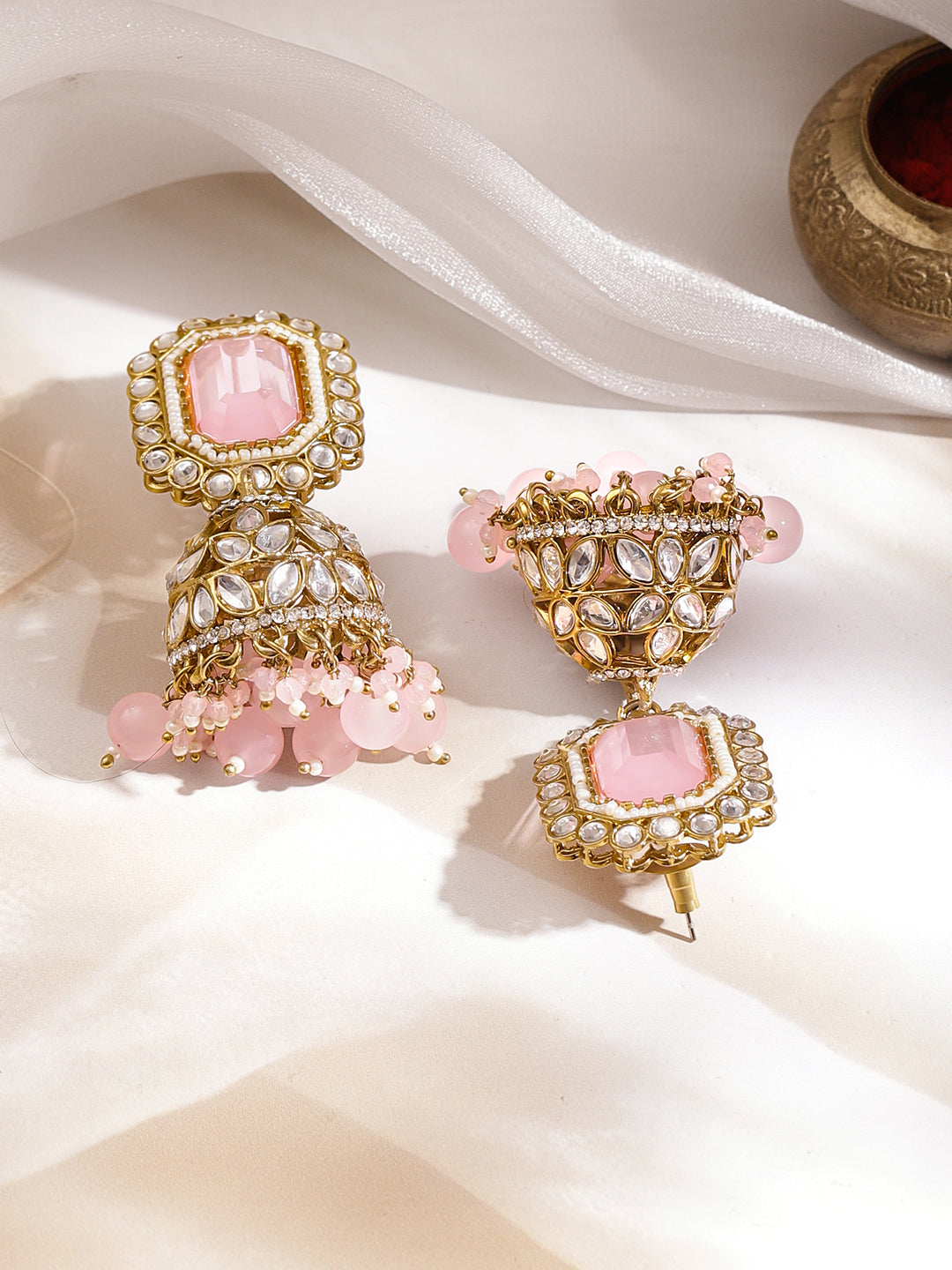 Pink & White Studded Kundan Choker Set フリーサイズ