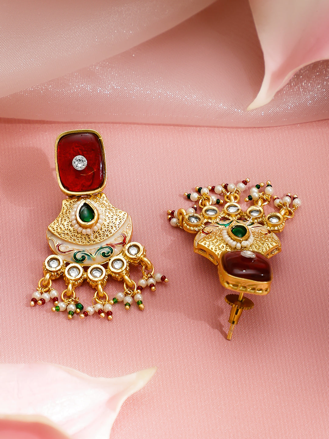 Green-Pink Majesty Kundan Necklace Set フリーサイズ