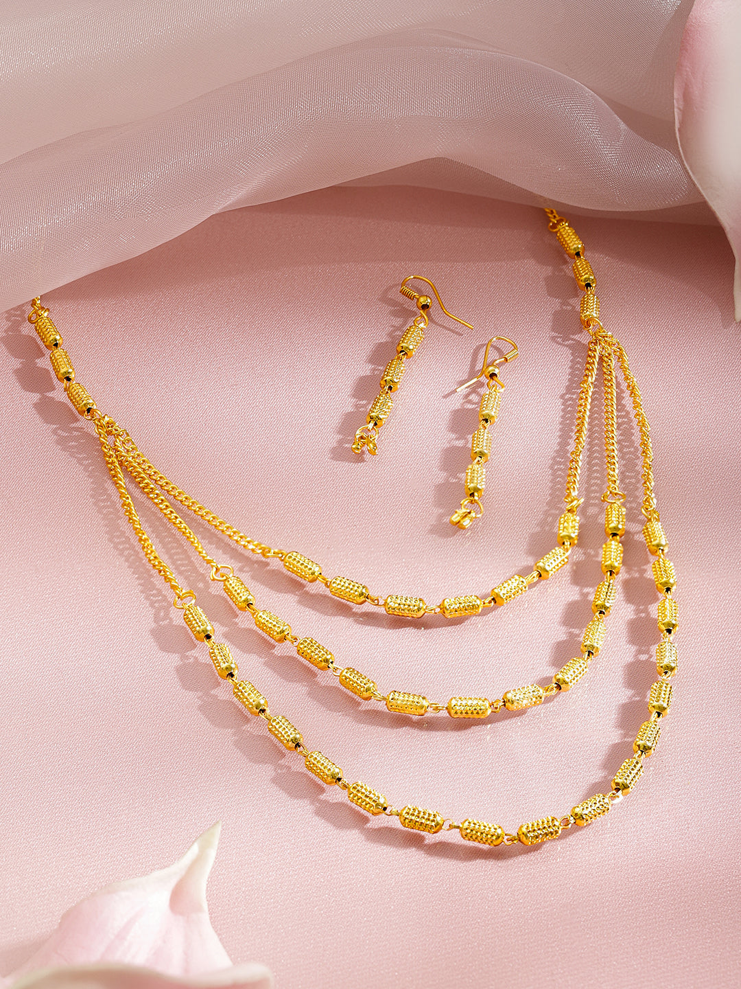 Triple-Layered Gold Necklace Set フリーサイズ