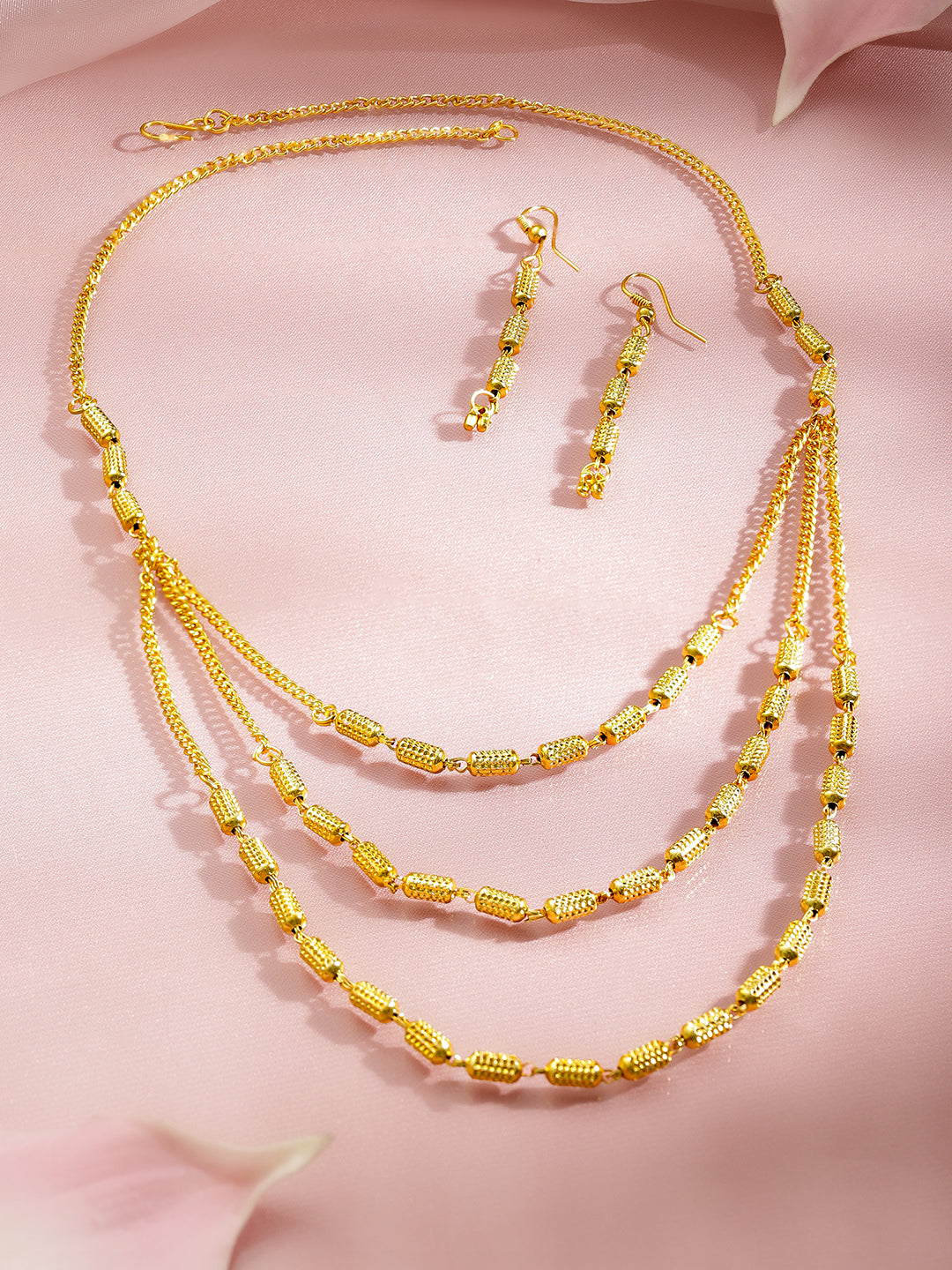 Triple-Layered Gold Necklace Set フリーサイズ
