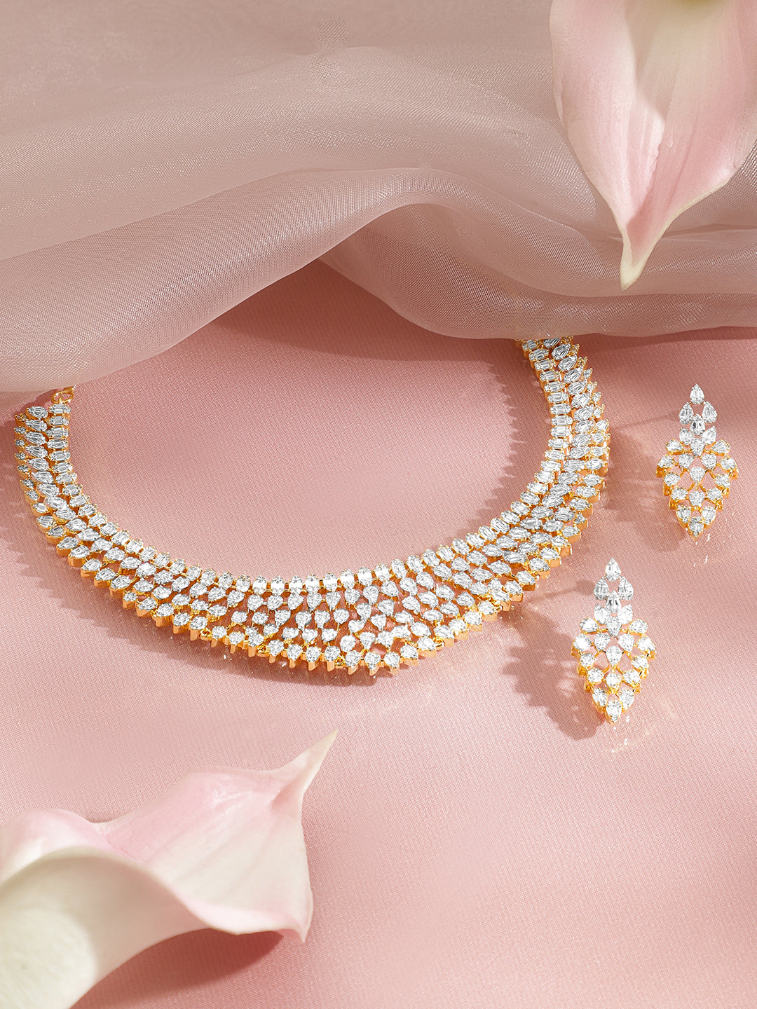 Celestial Sparkle CZ Cascade Necklace Set フリーサイズ