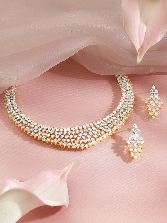 Celestial Sparkle CZ Cascade Necklace Set フリーサイズ