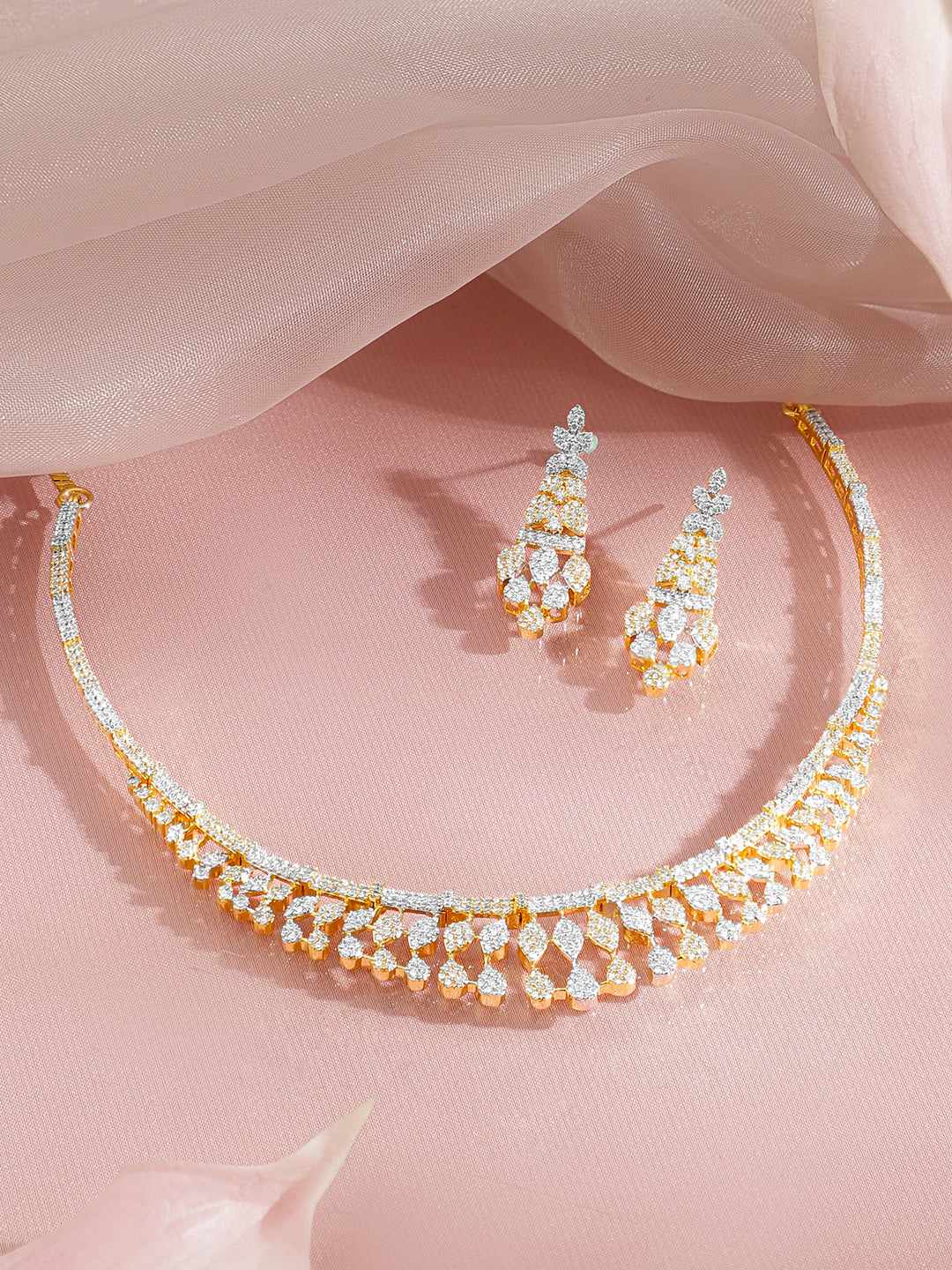 Classic Sparkle Cluster Drop Choker Set フリーサイズ