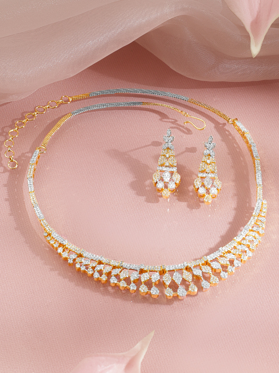 Classic Sparkle Cluster Drop Choker Set フリーサイズ