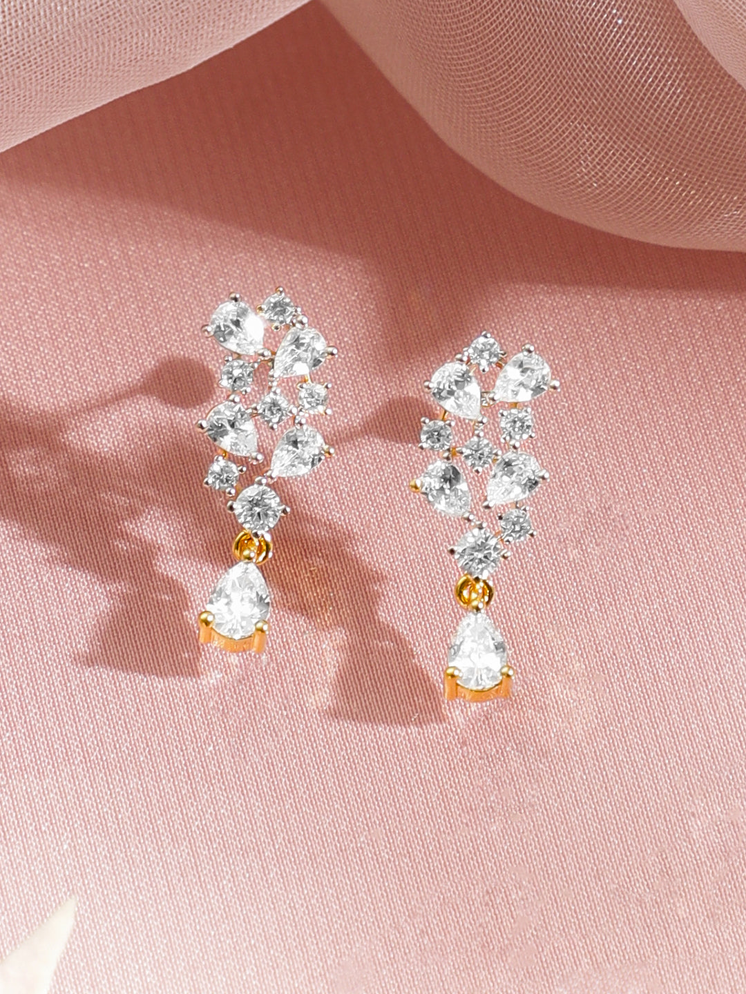 Diamond Drop Gold Statement Necklace Set フリーサイズ