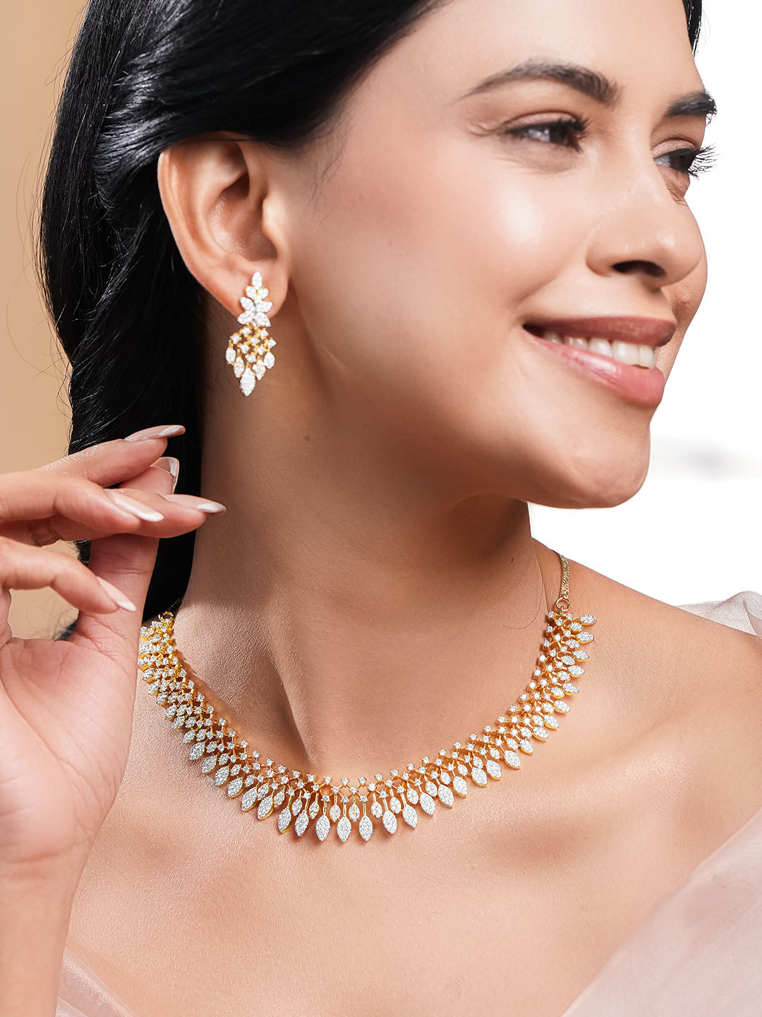 Velvet Night Marquise Diamond Drop Necklace Set フリーサイズ