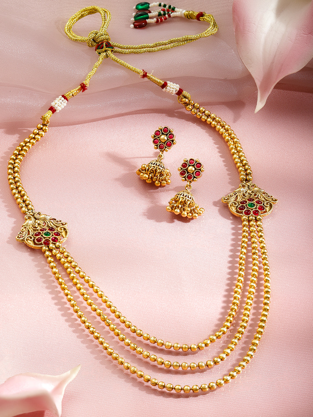 Shahi Bloom Green Pink Necklace Set フリーサイズ