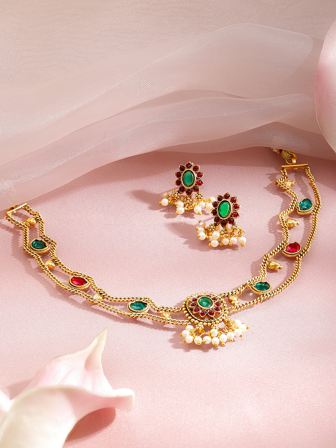 Golden Ritual Red Green Necklace Set フリーサイズ